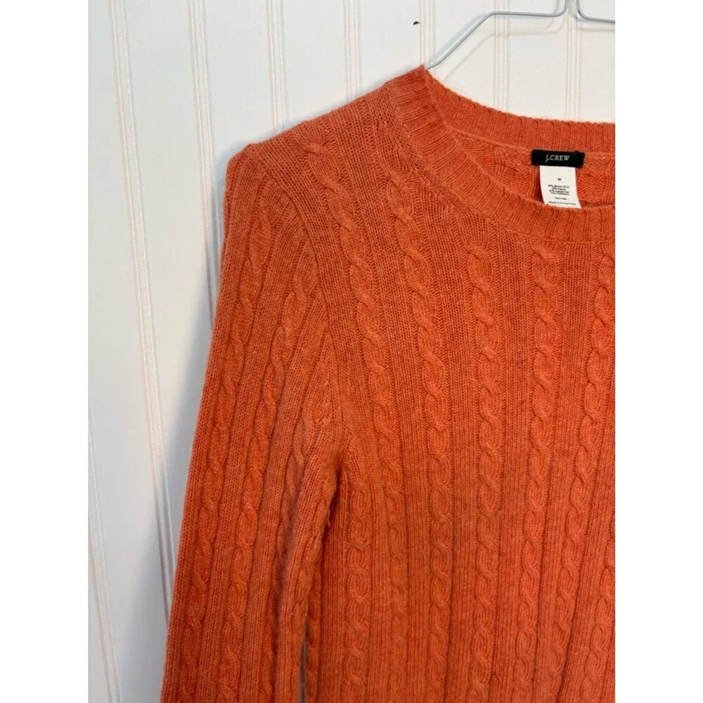 J. Crew Orange Cable Knit merino wool rabbit hair cashmere Sweater